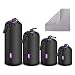 CADeN Lens Pouch Set 4 Pack Replacement Compatible for Canon, Nikon, Sony, Pentax, Olympus (Small, Medium, Large, X Large) Camera Lens Case Bag Thick Protective Neoprene Pouch Soft Plush for DSLR Lens