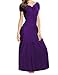 Meaneor Women Boho Cap Sleeve Smocked Waist Tiered Renaissance Summer Maxi Dress Purple XXL