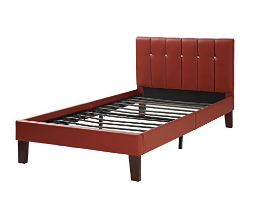 Poundex F9359T Bobkona Haley Bed, Twin, Burgundy
