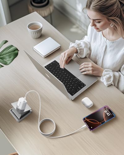 RAVIAD 20W Cargador USB C, 2 Pack Cargador iPhone Carga Rapida USB C Enchufe con 2 Cables USB C 2M, Carga Rapida Tipo C Charger Compatible con iPhone 17 16 15, Galaxy S25 S24 S23, iPad Pro, Macbook