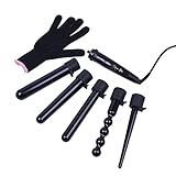 Ohuhu 5 in 1 Curling Iron Wand Set With 5 Interchangeable Ceramic Barrels and Heat Protective Glove for Girls Women Gifts