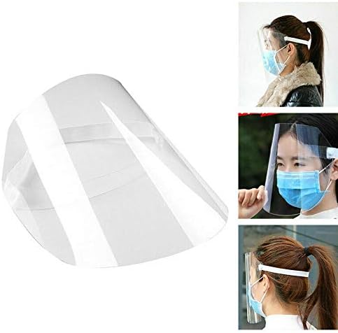 Protective Face Shield, Reusable Safety Full Face Shields Plastic Clear Protection Visor Anti-Spitting Film Super Light Facial Cover for Women Men & Kids