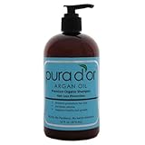 Pura d'or Hair Loss Prevention Premium Organic Shampoo, Brown and Blue, 16 Fluid Ounce