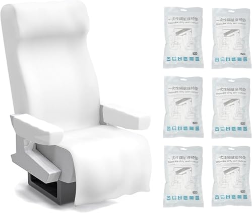 Disposable Airplane Seat Covers, Non-Woven Fabric Public Seat Protective Wrap with Handrail Cover, Portable Seat Covers for Travel, Train, Bus, Car, Airplane, Movie Theatre - 6Pcs