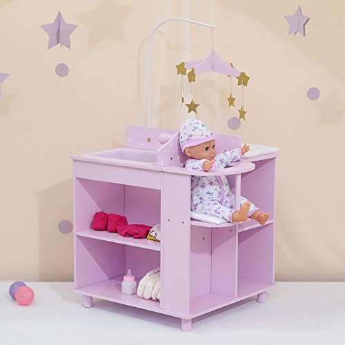 Olivia's Little World - Twinkle Stars Princess 16" Baby Doll Changing Station with Storage - Purple