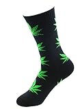 Zando Marijuana Weed Leaf Printed Cotton Unisex Colorful Sports Comfort High Crew Socks