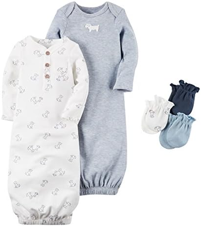 Carters Baby Sleepbag and Mitten Layette Gift Set Blue Puppy 3 Months