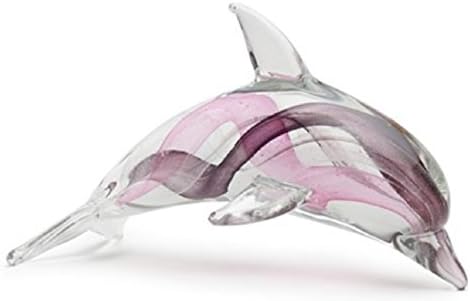 Glass Dolphin, Purple with Glow in The Dark Effect 25058PR 5.5 Inches