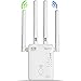 Qoosea WiFi Extender Repeater/AP/Router AC1200 Mbps Dual Band Wireless Signal Range Booster with 4 External 3dBi Antennas Compatible with Smart Home & Alexa Devices - White