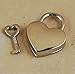 BeeSpring 1 Pieces Heart Shaped Padlock Skeleton Key Wedding Bow Lock Silver Valentine's Day