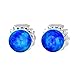 Trustmark 925 Sterling Silver 4mm Tropical Blue Created Opal Ball Stud Post Earrings, Oceans