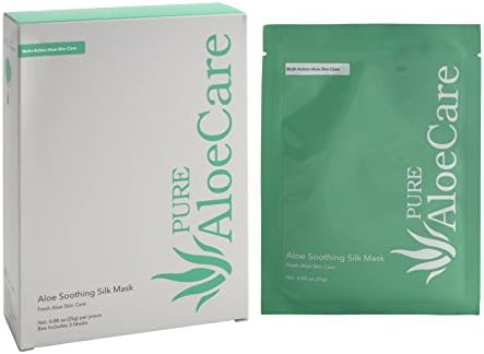 PURE AloeCare Organic Aloe Vera Soothing Silk Mask, Provides triple Action of Soothing, Nourishing and Repairing, .77 oz (22g), Set of 5