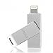 [Apple MFi Certified] Swivel Flash Drive for iPhone iPad iPod External Storage Memory Expansion USB Stick with Lightning Connector (128GB) (Space Gray)