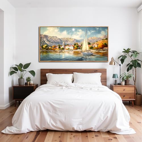 SERIMINO Modern Living Room Decoration Paintings, Large Frames for Decorative Canvas, Decorative Art Landscapes, Sailboat Paintings, Hallways Room, Bedrooms, Dining Room 73 x 146 cm
