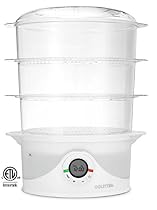 Gourmia GFS300 SteamTower300 Electronic Digital 3 Tier Vegetable and Food Steamer, 9.5 quart, BPA Free - Clear - Free Recipe Book Included