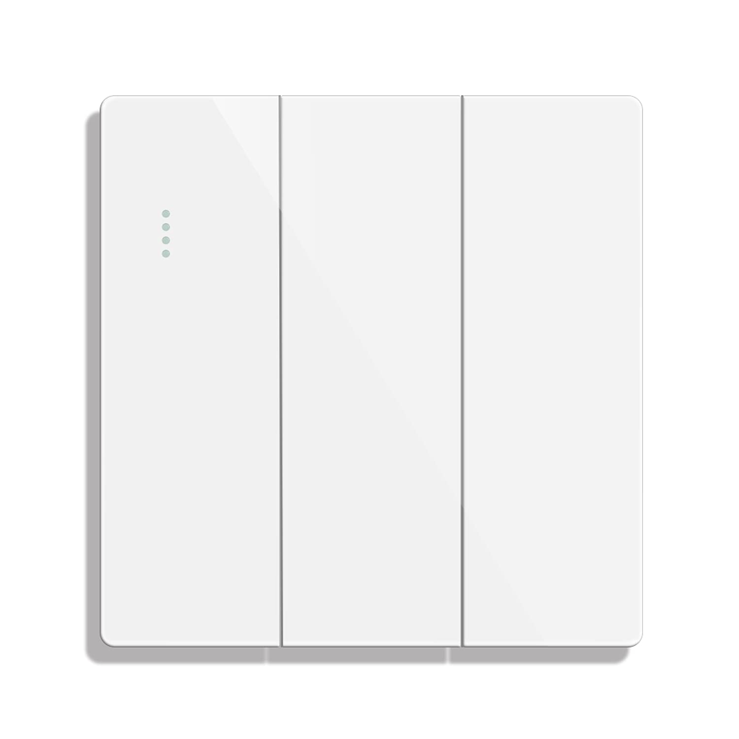 CNBINGO Big Rocker Button Switch with Phosphor Dots, Modern Gloss White Wall Plate, Electrical Triple Light Switch, 3 Gang 2 Way, 16A 250V