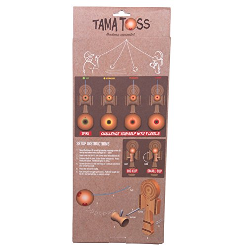 Kendama Ball And Cup Swing Game - Tiki Toss Tama Toss - 100% Bamboo Party Game With 3 Different Ways To Play (All Parts Included)