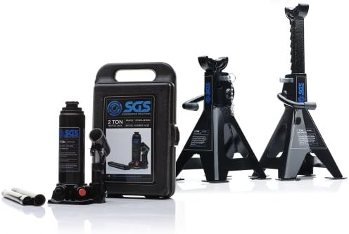 2 Ton Heavy Duty Industrial Bottle Jack, Case & Ratchet Axle Stands