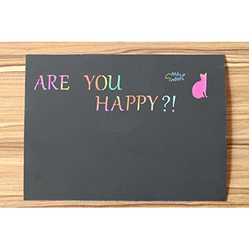 image for Nextnol 30 Scratch & Sketch Art papers,Scratch Art Rainbow With 3 Wood