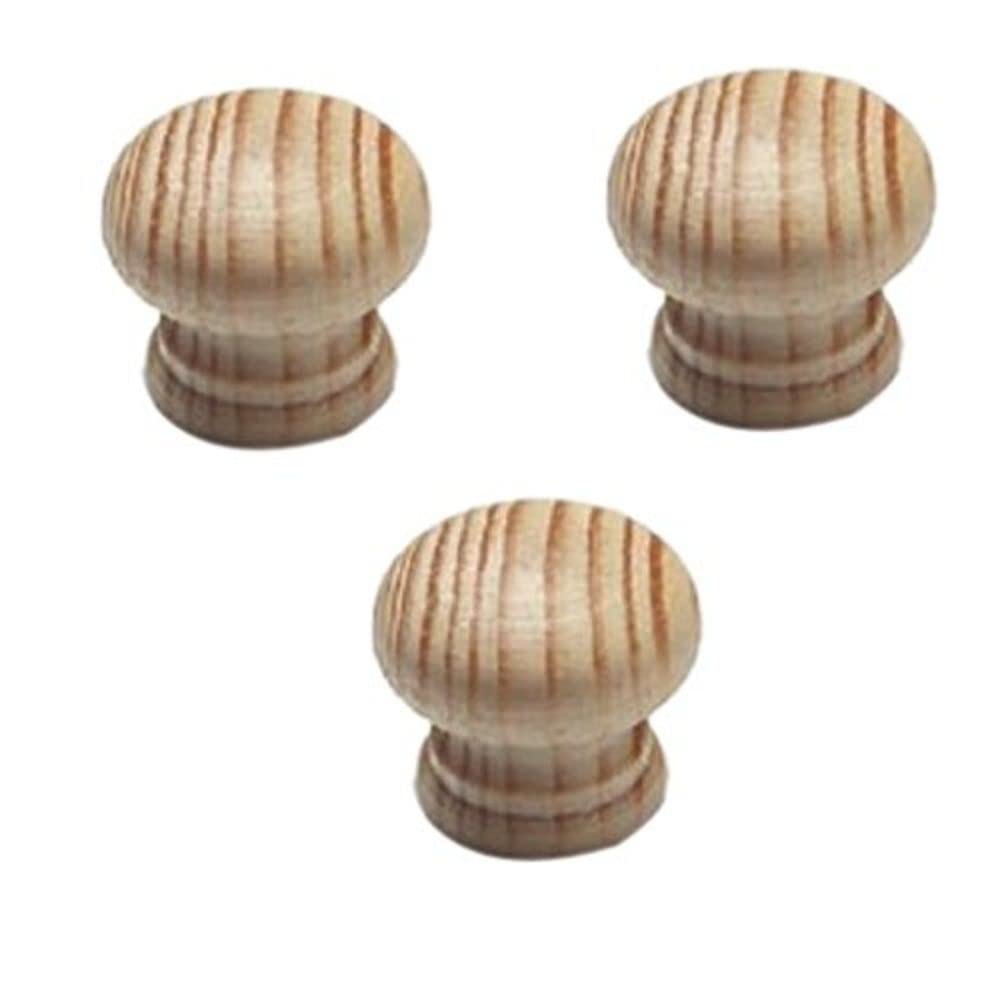 Merriway BH05183 (4 Pcs) Cupboard Door/Drawer Knob Beech Drilled Unlacquered 30mm - Pack of 4 Pieces