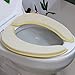 saounisi Toilet Seat Cover,Padded Toilet Seat Padded Cushion Warm Soft Fuzzy Round Elongated Washable Toilet Seat Warmer Large Beige 1 Pack