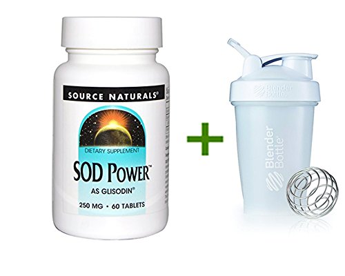Source Natural, SOD Power, 250 mg, 60 Tablets + Shaker Bottle Assorted Colors 20 Oz