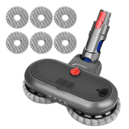 Electric Mop Attachment with Water Reservoir for Dyson V7 V8 V10 V11 V15 Vacuum Cleaners, LED Headlights, Automatic Cleaning Roller Brush for Sticky Messes and Pet Hair, for Hard Floors and Area Rugs