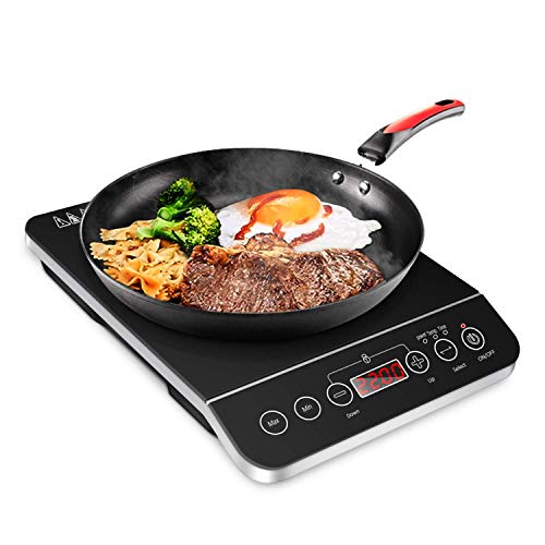 Cusimax Cooktop Portable 1800 Watt Countertop Burner with 10.2'' Smart Sensor Touch, Kids Safety Lock, Timer Temperature and 9 Power Level Controls from 140 ℉ to 464 ℉, Black, Easy to Clean (Induction Cooktop Portable)