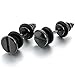 Men's Stainless Steel Stud Earrings Rubber Black Screw Spike Plugs Gauges Tapers Charm Elegant (with Gift Bag)