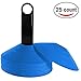 Reehut (Set of 25) Agility Disc Cone with FREE USER E-BOOK & Plastic Holder - Perfect For Soccer, Football & Any Ball Game To Mark - Disc Mini Training Cones - Field Markers - blue