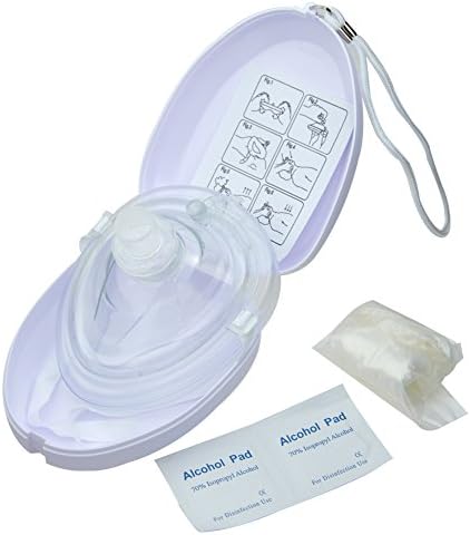 CPR RESCUE Adult/Child Resuscitation Mask Pocket Resuscitator in Carrying Case with String (White)