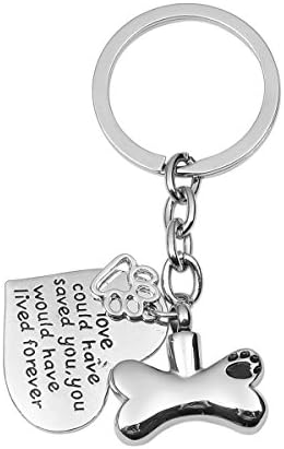 GIONO Stainless Steel Urn Keychain Pet Paw Heart Pendant Memorial Ash Keepsake Cremation Jewelry
