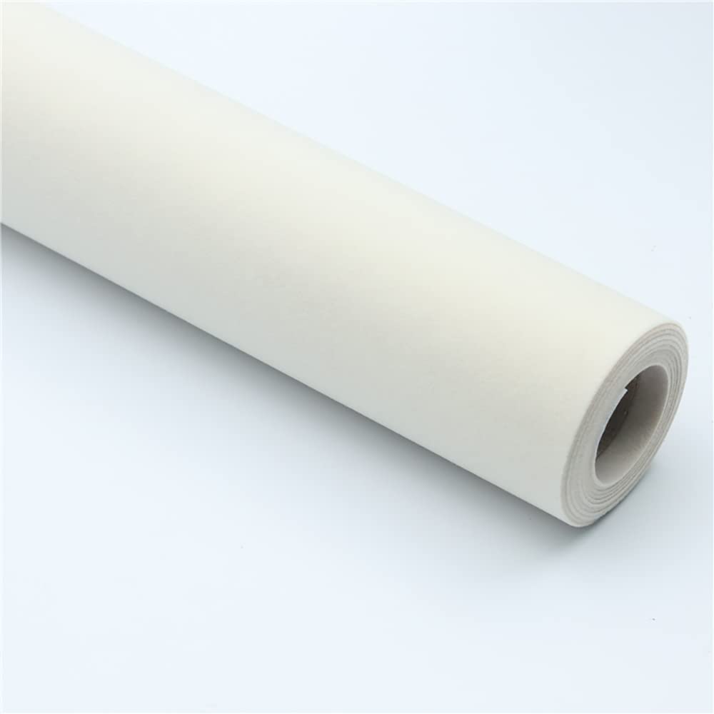 Photo 1 of Self Adhesive Off White Velvet Shelf Liner Paper Felt Fabric for Art & Crafts, Jewelry Box Felt Liner Solid Color Felt Drawer Dresser Cabinets Arts Crafts Decor 17.7" x 98"