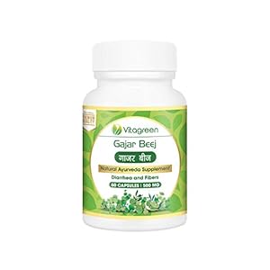 VitaGreen GAJAR BEEJ For Diarrhea, Piles& Swelling, 500 mg, 60 Capsules (Pack of 1) 100% Herbal Supplement