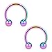 Ruifan 8PCS Assorted Colors Surgical Steel CBR Non-Piercing Fake Nose Septum Horseshoe Earring Eyebrow Tongue Lip Piercing Ring with 3mm Balls 16G 8mm