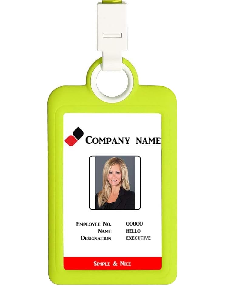 Badge Holder ID Badge Card Holder Vertical with Lanyard Silicon Neck Strap Heavy Duty ID Card Business Card Offices Supplies Green