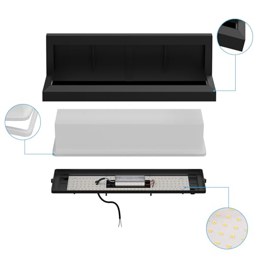 Coinmit 2 Pieces 36W LED Outdoor Wall Light, 3000K, 3500LM, IP65 Waterproof, Rectangular for Indoor and Outdoor, Balcony, Terrace, Black
