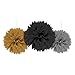 Amscan Black, Gold & Silver Hollywood Movie Themed Party Assorted Colors Round Fluffy Decorations, Paper, 16