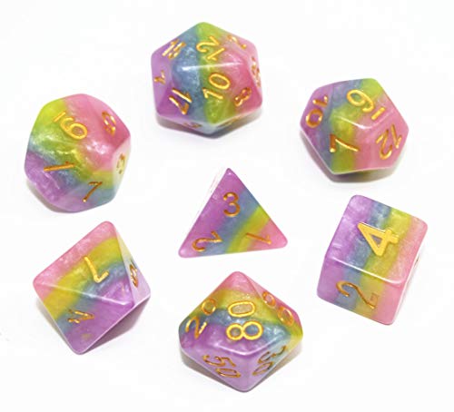Polyhedral DND Dice Set Rainbow Candy Dice for Dungeons and Dragons(D&D) Role Playing Game(RPG),MTG,Pathfinder,Table Game,Board Games Dice Set