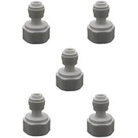 Plastic Female PT1/2-Inch(3/4'') to 1/4-Inch Tube Quick Connector Fitting RO Water Filter Pack of 5