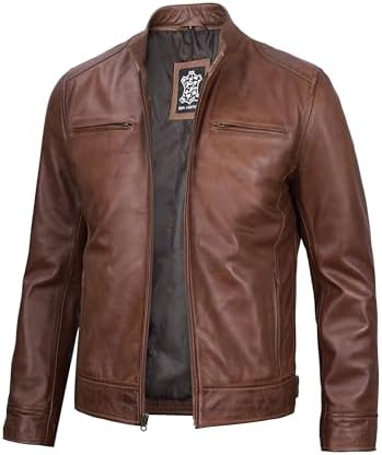 fjackets Real Lambskin Leather Jackets — Moto Quilted Cafe Racer