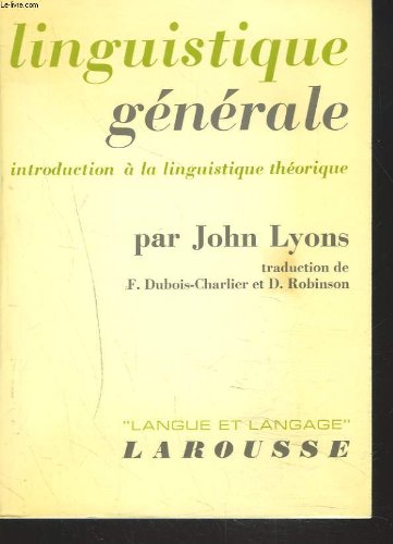 Linguistique Generale: Introduction a la lingui... 2030703214 Book Cover