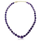 300 Ctw Genuine Amethyst Tumble String 20 Inch Necklace with Clasp 2 Inch Extender