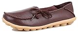 Kunsto Women's Leather Casual Loafer Shoes US Size 7 Brown