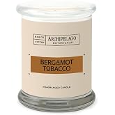 Archipelago Botanicals Bergamot Tobacco Soy Candle, 8.6 oz | Hand-Poured Premium Wax, Burns Approx. 60 Hours, Soy Candle in Glass Jar, 4.5 Inch