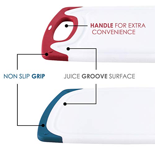 CHEF GRIDS Durable Plastic Cutting Board Set 3 Piece Chopping Board Thick Plastic, for Vegetable Meat or Cheese with Non-Slip Feet and Handles with Juice Groove | Plus Knife, Multi - Thumbnail 5