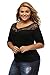 Beauty Decor Women's 3/4 Sleeve Off Shoulder V Neck Tops Lace Neckline Spliced Blouse Shirts Plus Size, XXXL Black