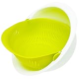 Plastic Colander with a bowl, Easy to Strain, Drain, Rinse Vegetables , Pasta , Rice , Noodle , Berries , Fruits , 2-Quart , Small , Green/White