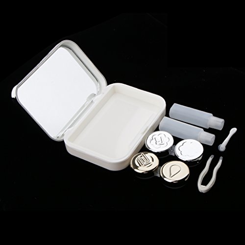 Homyl Contact Lenses Eyeglass and Contact Lens Case Set Portable for Home Travel Kit (10x7x2.5 cm) - White