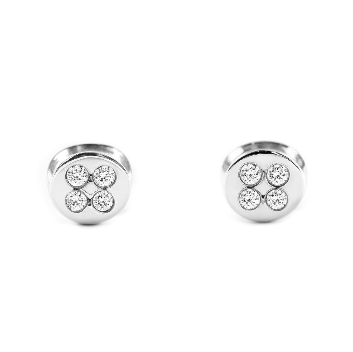 Mondepetit - 9ct White Gold Round Cubic Zirconia Children's Baby Earrings shine